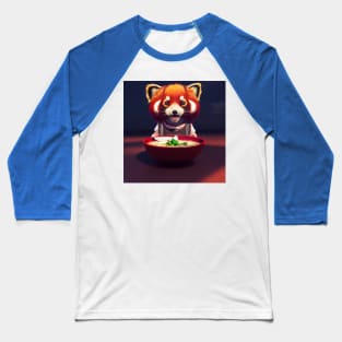 Kawaii Red Panda Eating Ramen Baseball T-Shirt